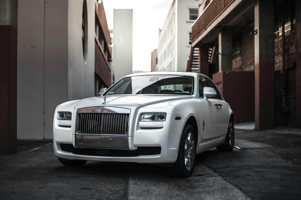 white luxury car used for business